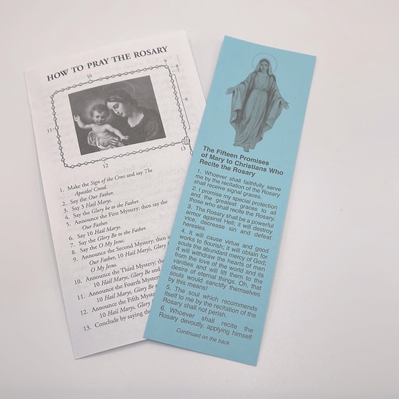 Handmade Czech glass Rosary with blue rose ceramic beads and Our Lady of Grace - Picture 3 of 4